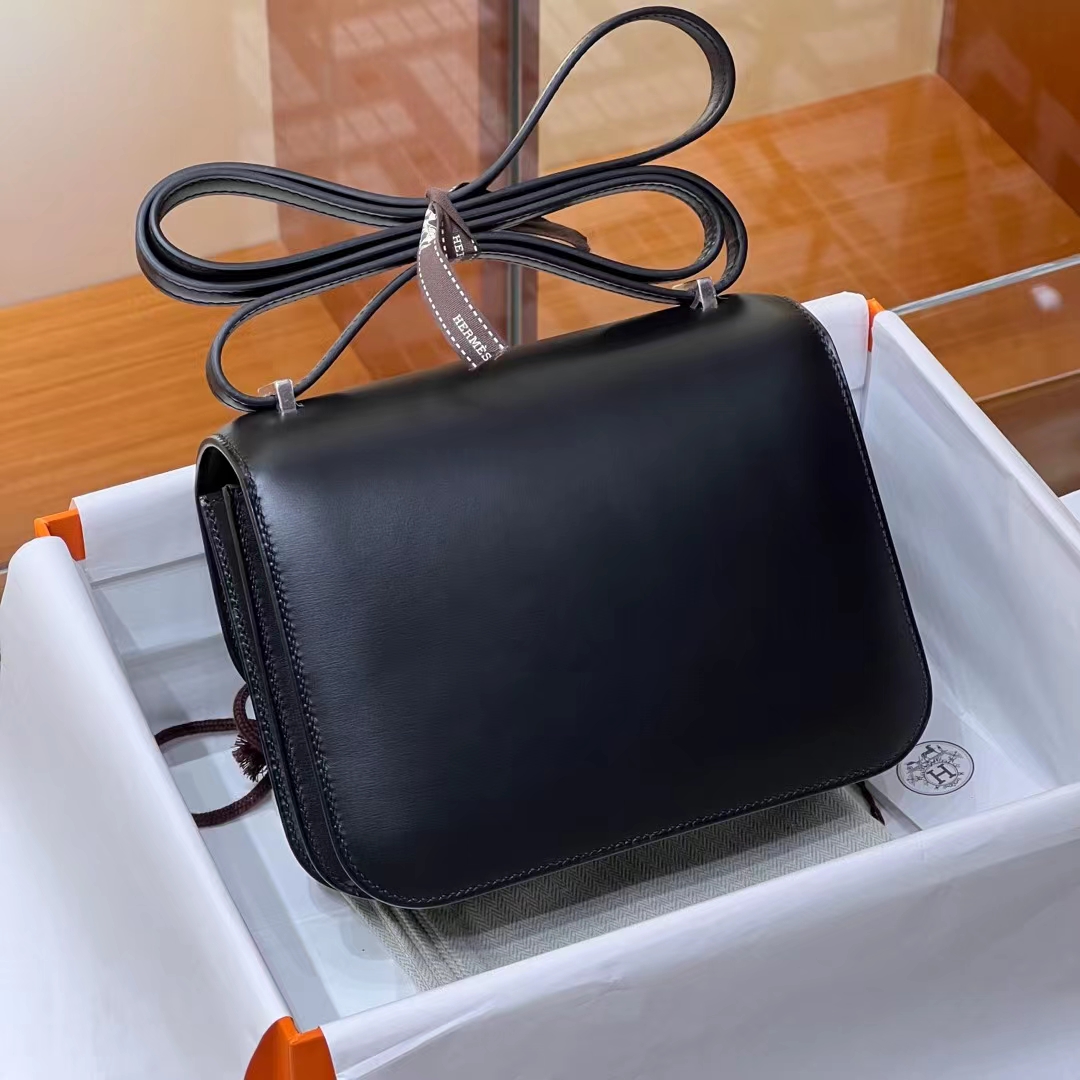 Birkinmm 铂金女王 HERMES 爱马仕 Constance 19CM CC89 Nior  BOX皮 进口蜜蜡线 全手工制作