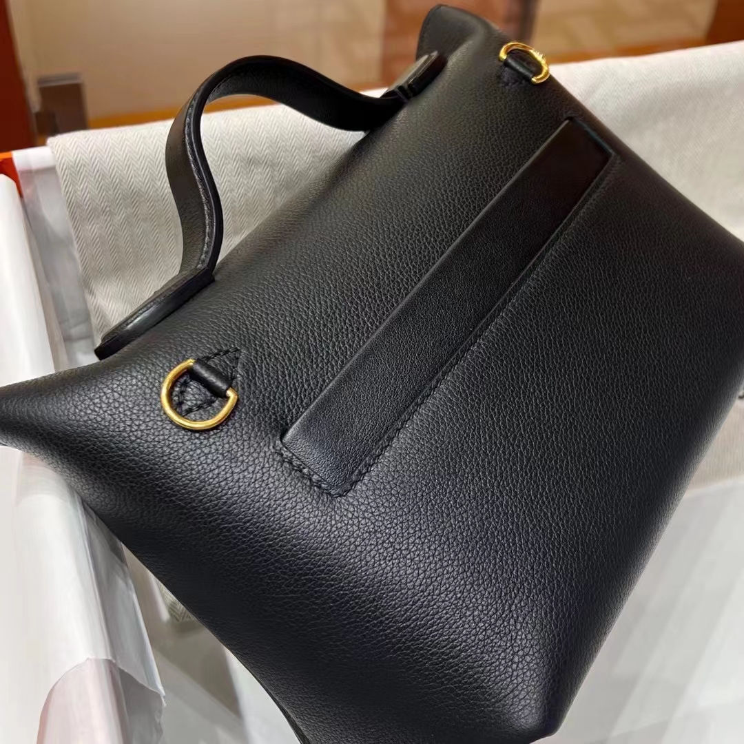 HERMES 爱马仕 【现货】 Kelly24/24 MINI 21CM CC89 Nior 经典黑 Evercolor拼Swift皮 现货 进口蜜蜡线 全手工制作 铂金女王 Birkinmm