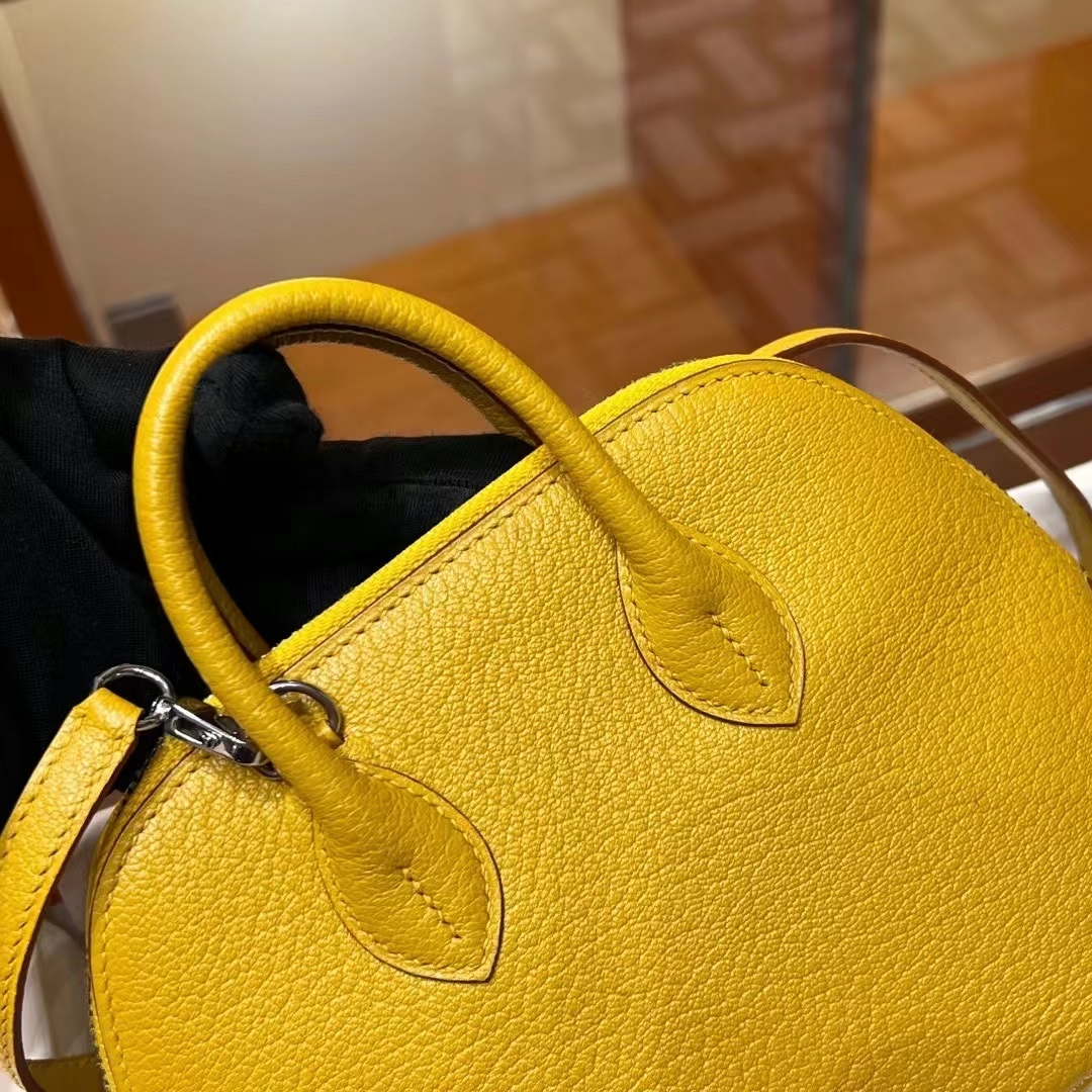 HERMES 爱马仕 保龄球包 Bolide 20cm 9D 琥珀黄 进口蜜蜡线 全手工制作