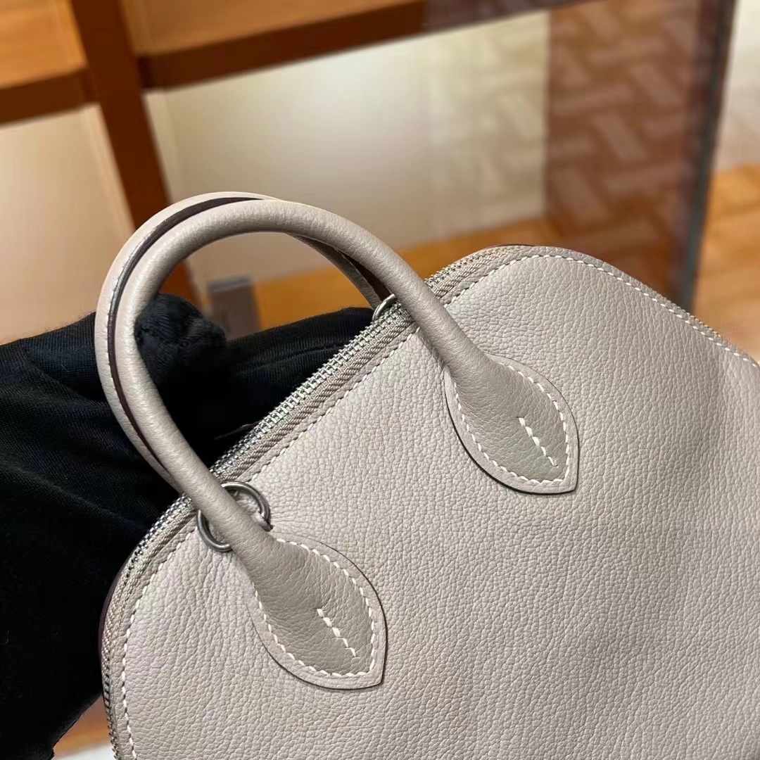 HERMES 爱马仕 保龄球包 Bolide 20cm 80 Gris Perle 珍珠灰 进口蜜蜡线 全手工制作