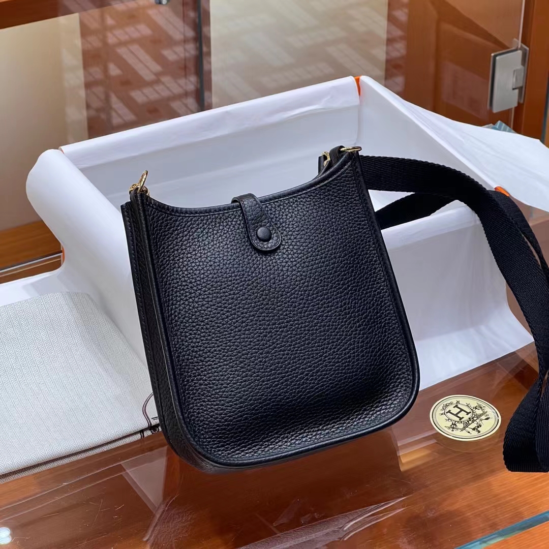HERMES 爱马仕 Mini Evelyne CC89 Nior 经典黑 进口蜜蜡线 全手工制作 Birkinmm铂金女王