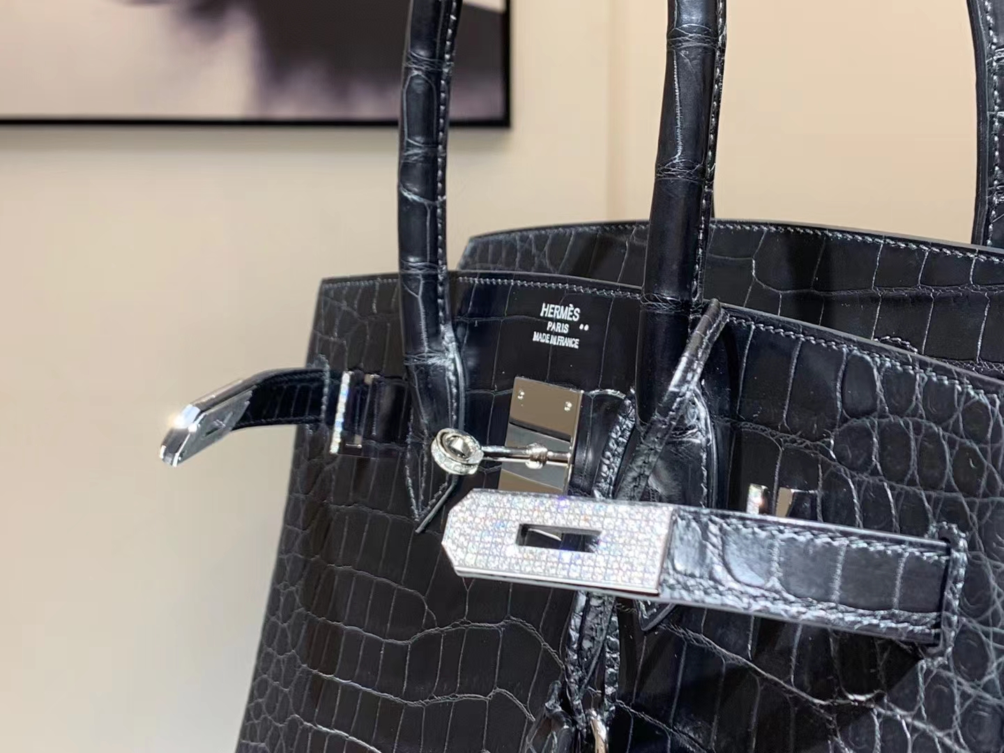 Birkinmm 铂金女王 HERMES 爱马仕 【现货】 Birkin 30cm CC89 Nior 经典黑 鳄鱼皮 进口蜜蜡线 全手工制作 高定真钻铂金包