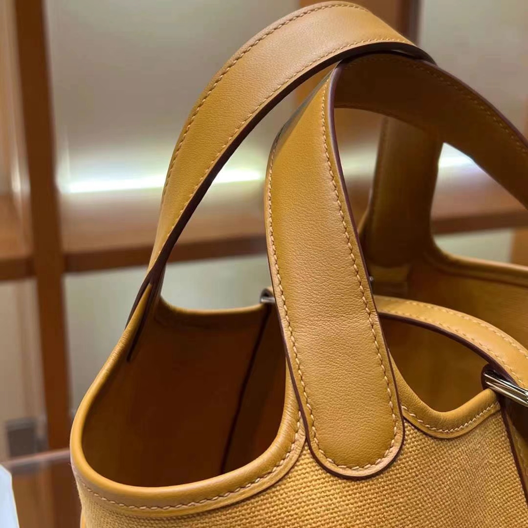 HERMES 爱马仕 Picotin cargo 18cm CK37 金棕色 进口蜜蜡线 全手工制作 Birkinmm铂金女王