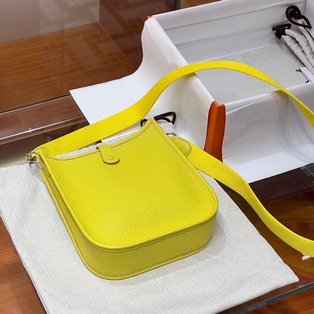 HERMES 爱马仕 Mini Evelyne 9N 柠檬黄 进口蜜蜡线 全手工制作 Birkinmm