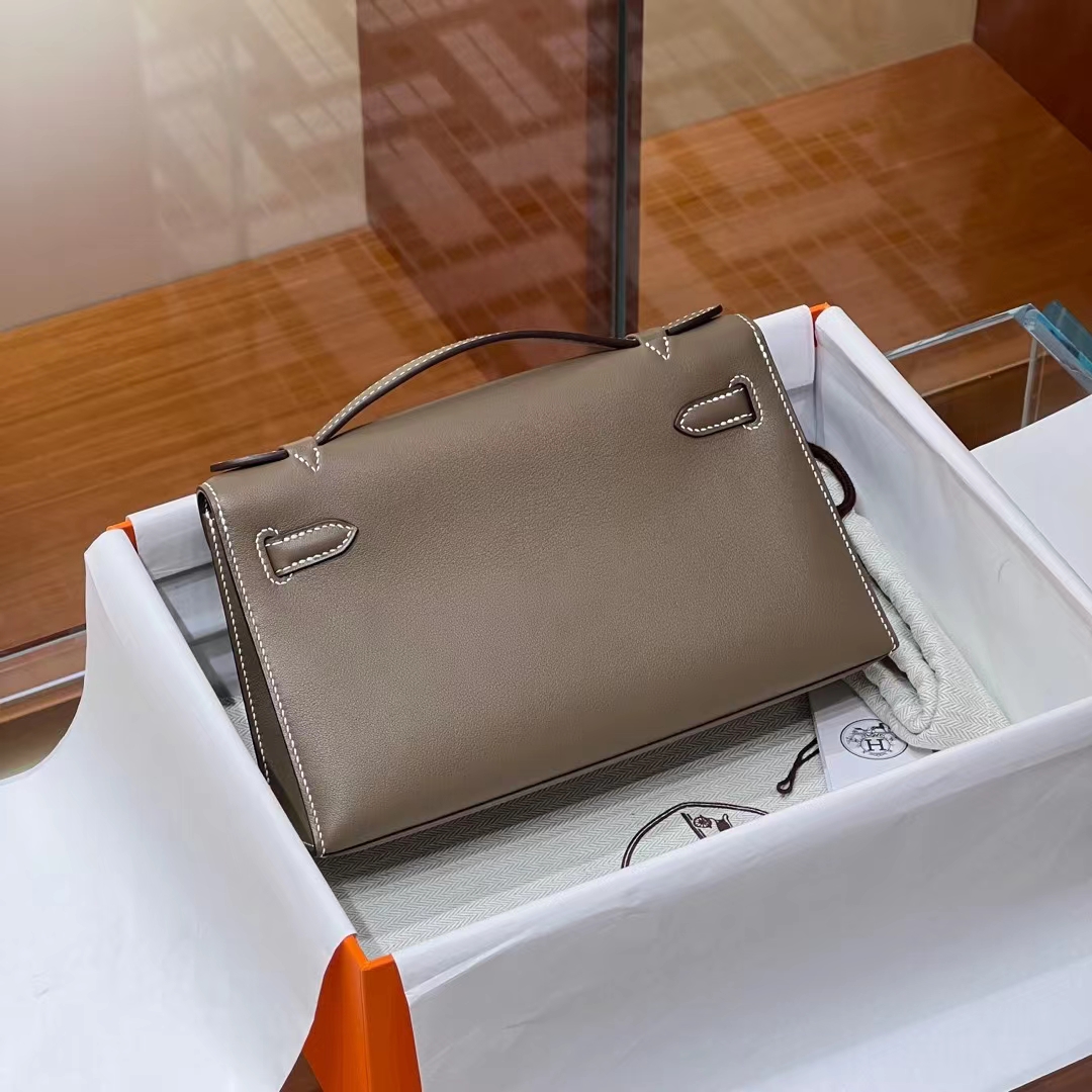 HERMES 爱马仕 MiniKelly 1 Kelly Pochetto 8C Gri Elephant 大象灰 Swift  现货 进口蜜蜡线 全手工制作 铂金女王 Birkinmm