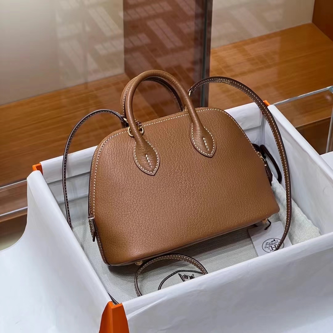 HERMES 爱马仕 保龄球包 Bolide 20cm CK37 金棕色 进口蜜蜡线 全手工制作