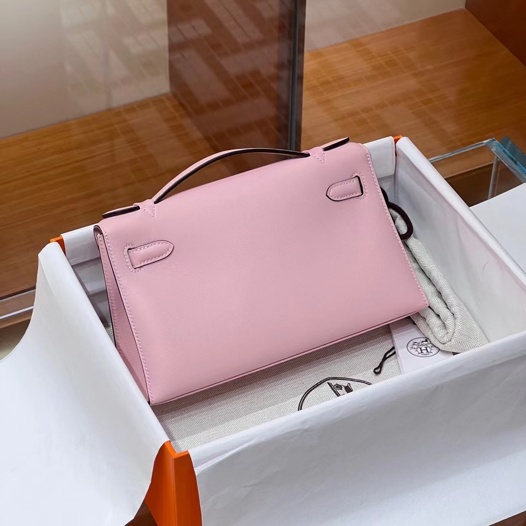 HERMES 爱马仕 MiniKelly 1 Kelly Pochetto 3Q 樱花粉【现货】Swift  现货 进口蜜蜡线 全手工制作 铂金女王 Birkinmm