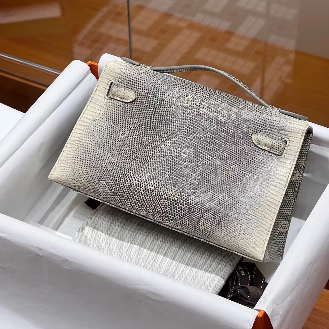 HERMES 爱马仕 MiniKelly 1 Kelly Pochetto【现货】Lizard 蜥蜴皮 现货 进口蜜蜡线 全手工制作 铂金女王 Birkinmm