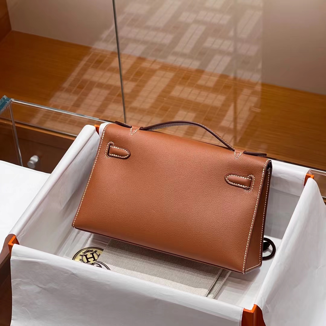 HERMES 爱马仕 MiniKelly 1 Kelly Pochetto【现货】CK37 金棕色 Swift 现货 进口蜜蜡线 全手工制作 铂金女王 Birkinmm