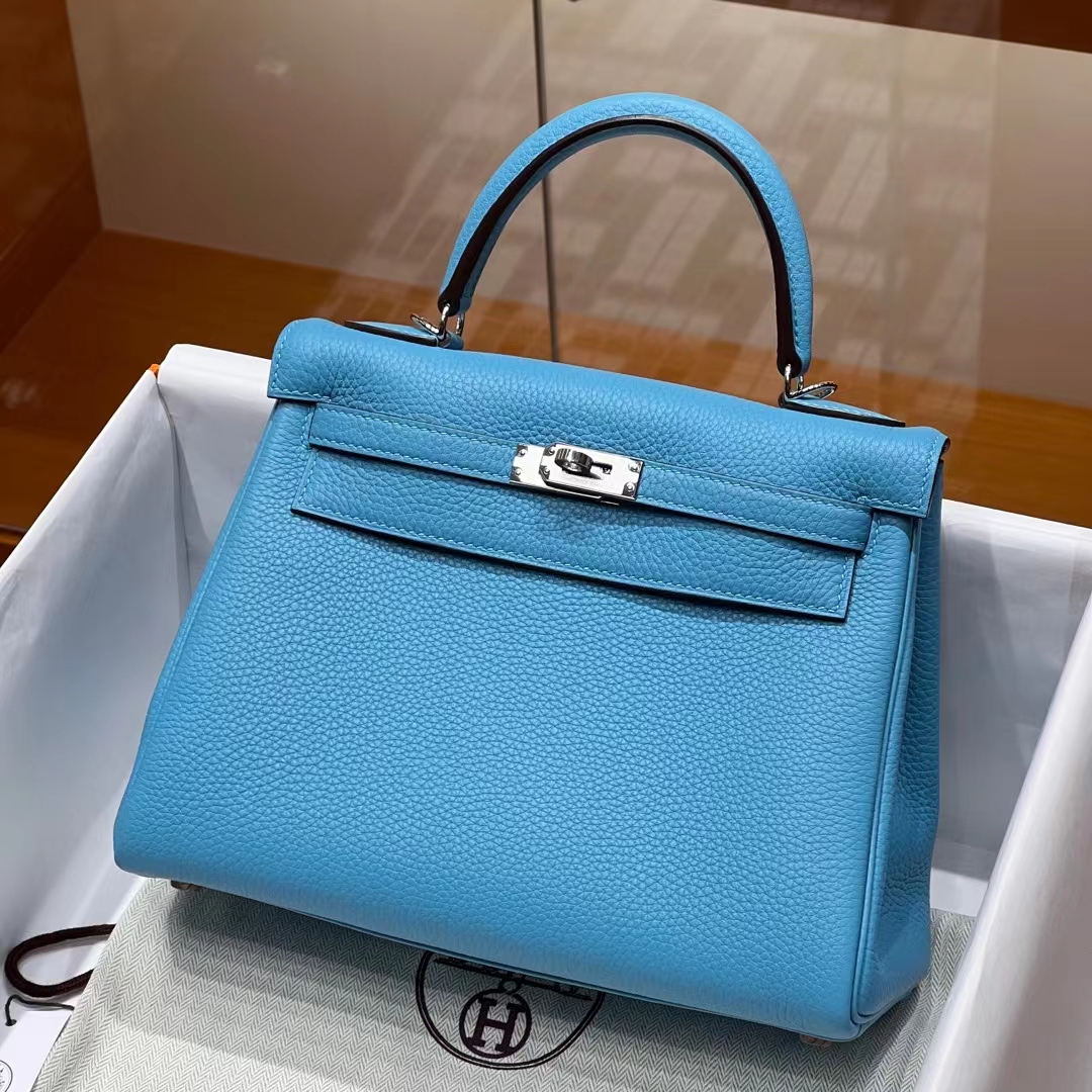 HERMES 爱马仕 Kelly 25cm P3 北方蓝 TOGO牛皮 进口蜜蜡线 全手工制作 蜜蜡线内缝 Birkinmm 铂金女王