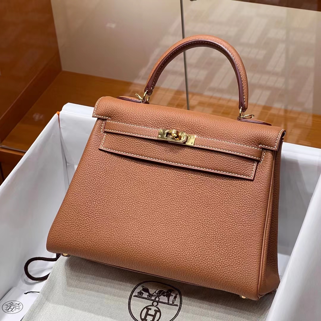 HERMES 爱马仕 Kelly 25cm CK37 金棕色 TOGO牛皮 进口蜜蜡线 全手工制作 蜜蜡线内缝 Birkinmm 铂金女王