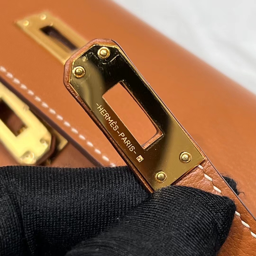 Birkinmm 铂金女王 HERMES 爱马仕 Kellydanse 22cm Evercolor皮 CK37 金棕色 进口蜜蜡线 全手工制作