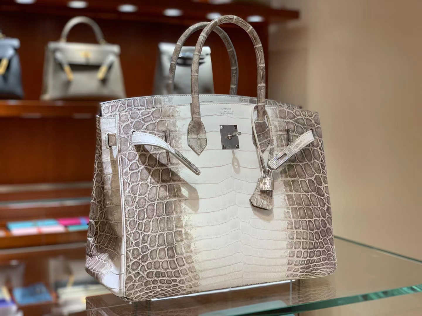 Birkinmm 铂金女王 HERMES 爱马仕 【现货】 Birkin 30cm 1 Himalaya 喜马拉雅 鳄鱼皮 进口蜜蜡线 全手工制作 高定真钻铂金包
