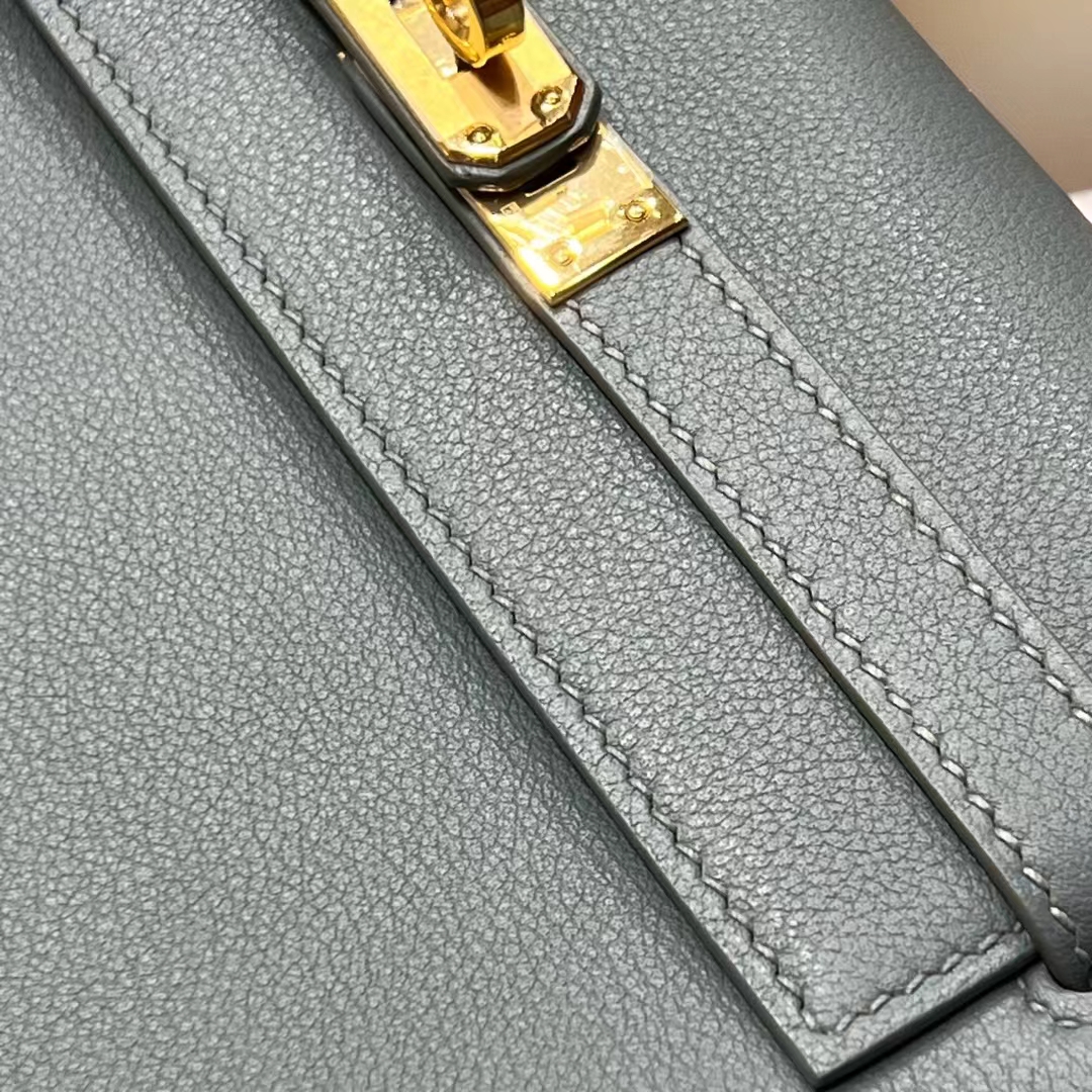 Birkinmm 铂金女王 HERMES 爱马仕 Kellydanse 22cm Evercolor皮 7B Turquoise松石蓝 进口蜜蜡线 全手工制作