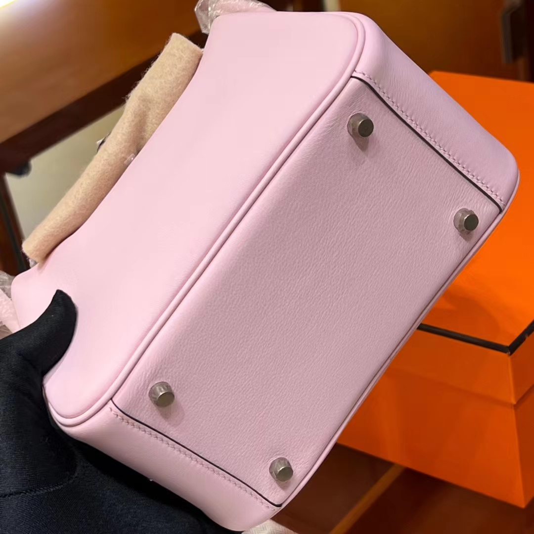 HERMES 爱马仕 【现货】 Mini Lindy 20cm X9 锦葵紫 Swift 现货 进口蜜蜡线 全手工制作