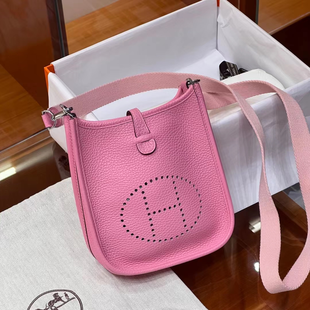 HERMES 爱马仕 Mini Evelyne U5 Rose eLipstick唇膏粉 进口蜜蜡线 全手工制作 Birkinmm