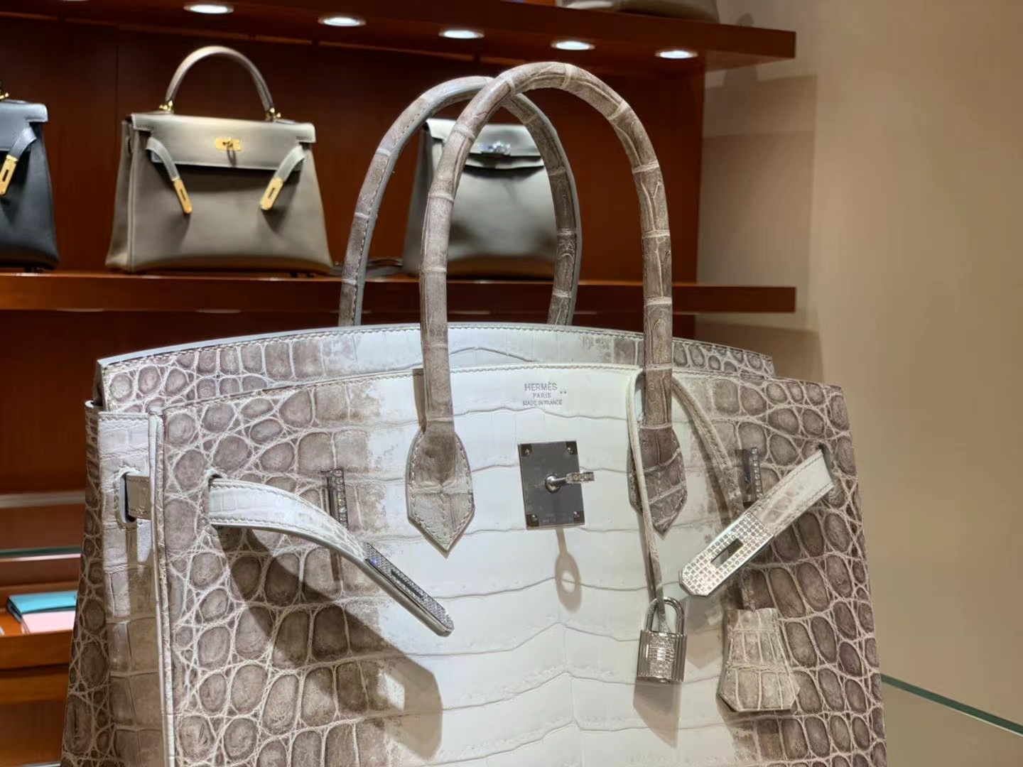 Birkinmm 铂金女王 HERMES 爱马仕 【现货】 Birkin 30cm 1 Himalaya 喜马拉雅 鳄鱼皮 进口蜜蜡线 全手工制作 高定真钻铂金包