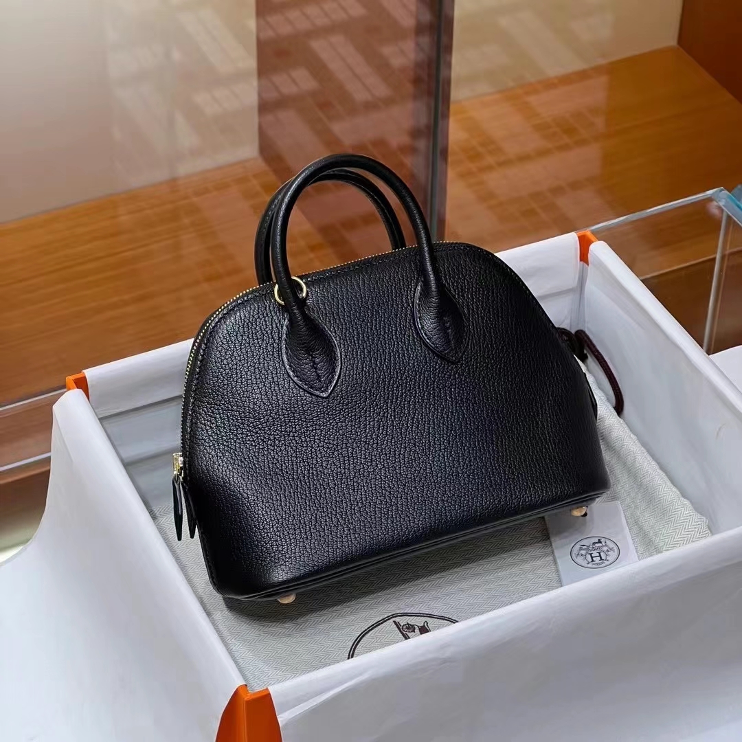 HERMES 爱马仕 保龄球包 Bolide 20cm CC89 Nior 经典黑 进口蜜蜡线 全手工制作