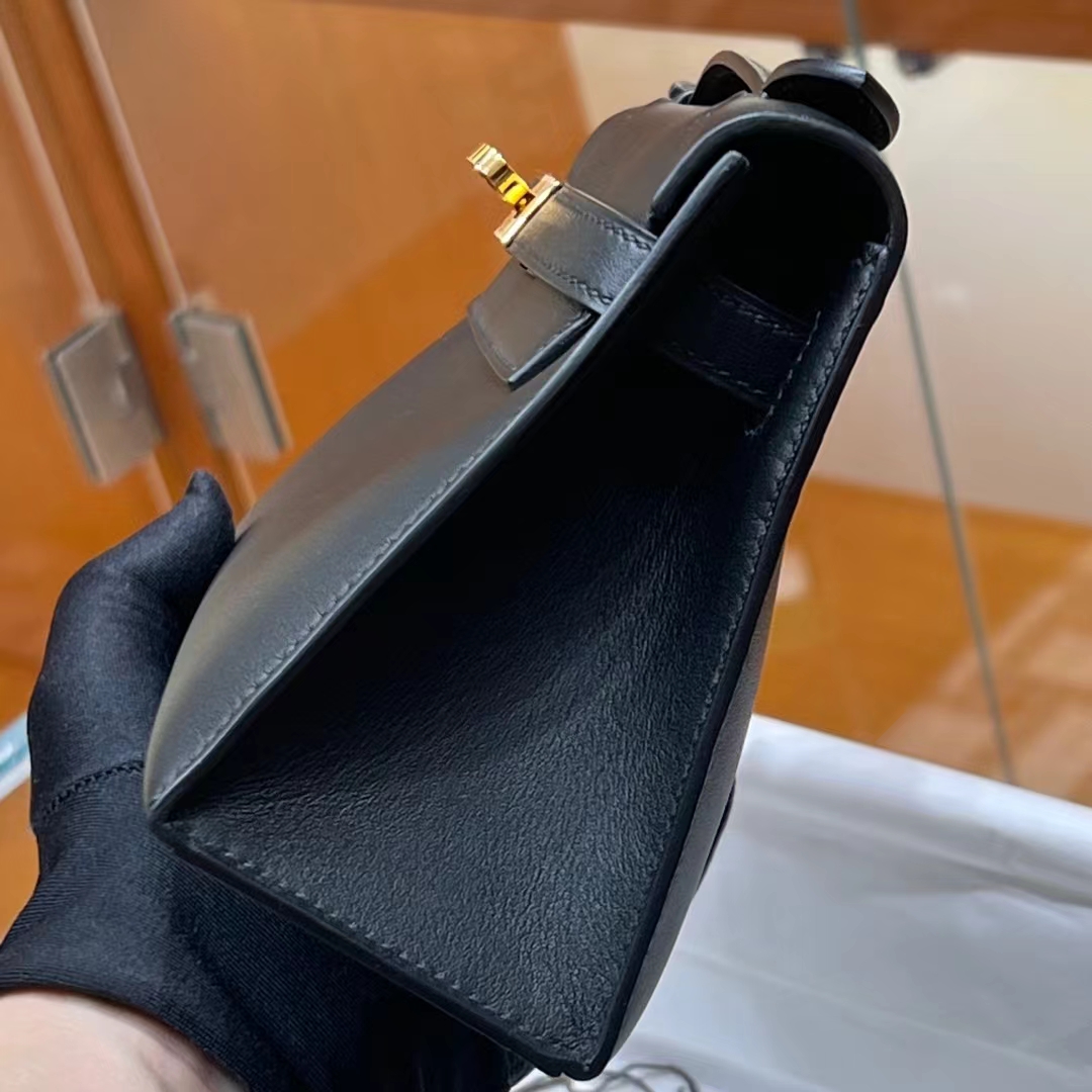 HERMES 爱马仕 MiniKelly 1 Kelly Pochetto【现货】CC89 Nior 经典黑 Swift 现货 进口蜜蜡线 全手工制作 铂金女王 Birkinmm