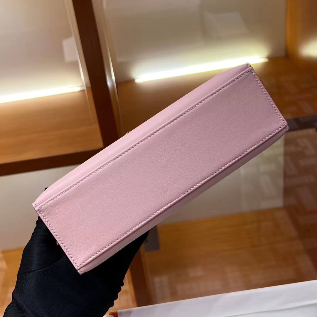 HERMES 爱马仕 MiniKelly 1 Kelly Pochetto 3Q 樱花粉【现货】Swift  现货 进口蜜蜡线 全手工制作 铂金女王 Birkinmm