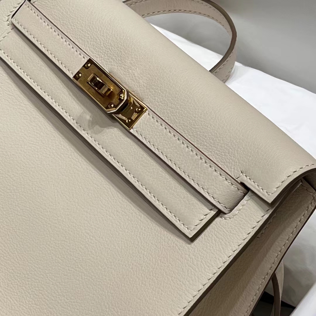 Birkinmm 铂金女王 HERMES 爱马仕 Kellydanse 22cm Evercolor皮 10 Craie粉笔白 进口蜜蜡线 全手工制作