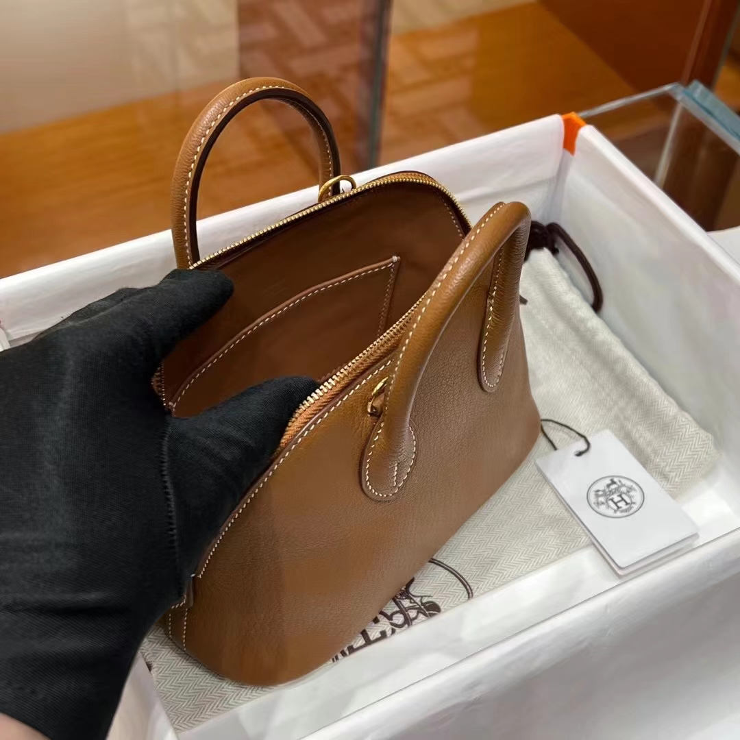 HERMES 爱马仕 保龄球包 Bolide 20cm CK37 金棕色 进口蜜蜡线 全手工制作