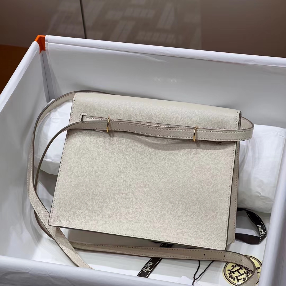 Birkinmm 铂金女王 HERMES 爱马仕 Kellydanse 22cm Evercolor皮 10 Craie粉笔白 进口蜜蜡线 全手工制作
