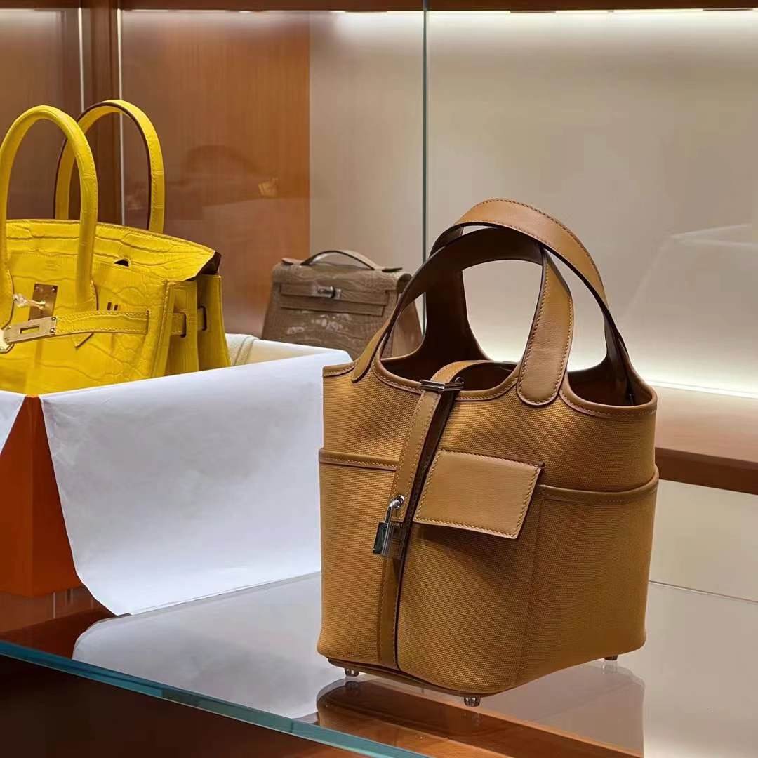 HERMES 爱马仕 Picotin cargo 18cm CK37 金棕色 进口蜜蜡线 全手工制作 Birkinmm铂金女王