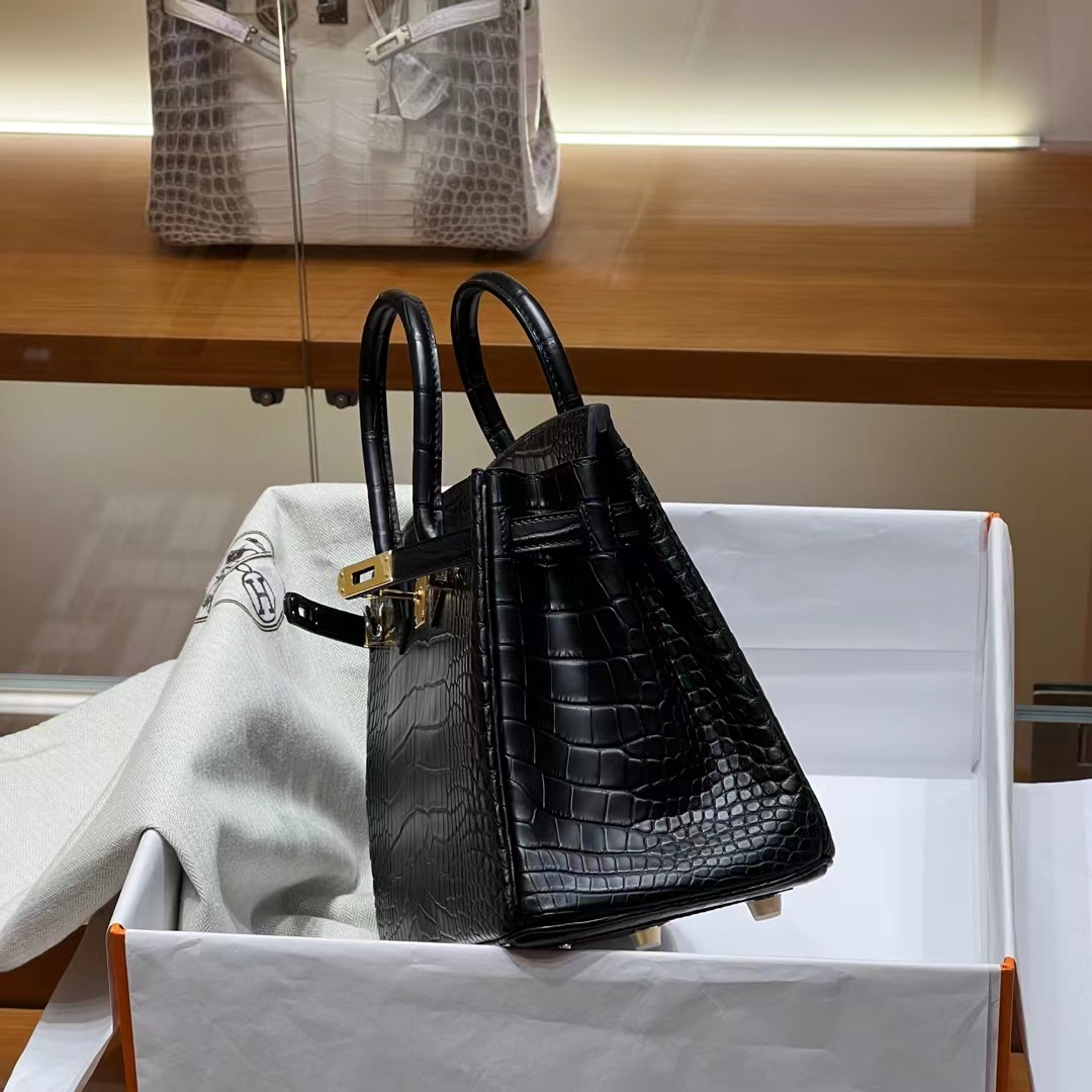 HERMES 爱马仕 Birkin 25CM 89 Nior 经典黑 Alligator 美洲鳄 进口蜜蜡线 全手工制作 蜜蜡线内缝 Birkinmm 铂金女王