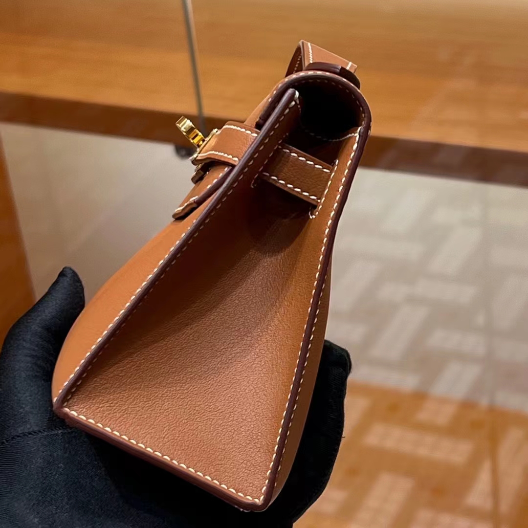 铂金女王 HERMES 爱马仕  MiniKelly 1 CK37 金棕色 Swift皮 进口蜜蜡线 全手工制作