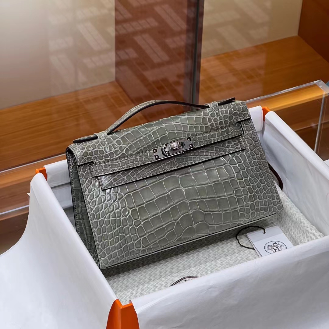 HERMES 爱马仕 MiniKelly 1 81 Gris Tourterelle 斑鸠灰 Alligator 美洲鳄 进口蜜蜡线 全手工制作 蜜蜡线内缝 Birkinmm 铂金女王