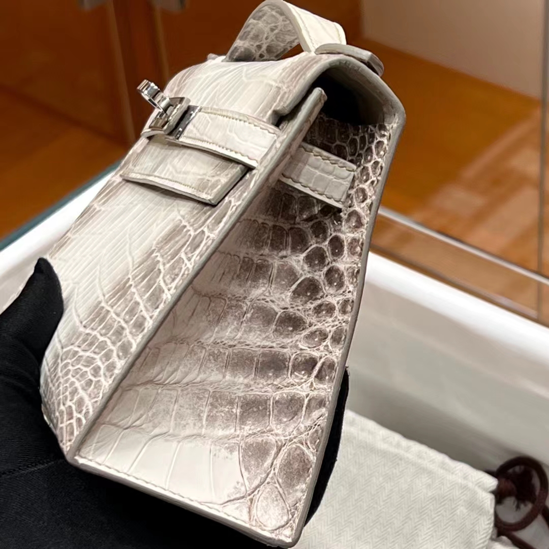 HERMES 爱马仕 MiniKelly 1 1 Himalaya 喜马拉雅 Alligator 美洲鳄 进口蜜蜡线 全手工制作 蜜蜡线内缝 Birkinmm 铂金女王