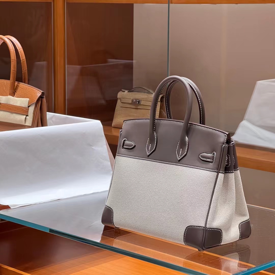 HERMES 爱马仕 Birkin 35CM 8C Gri Elephant 大象灰 帆布拼Swift 进口蜜蜡线 全手工制作 蜜蜡线内缝 Birkinmm 铂金女王