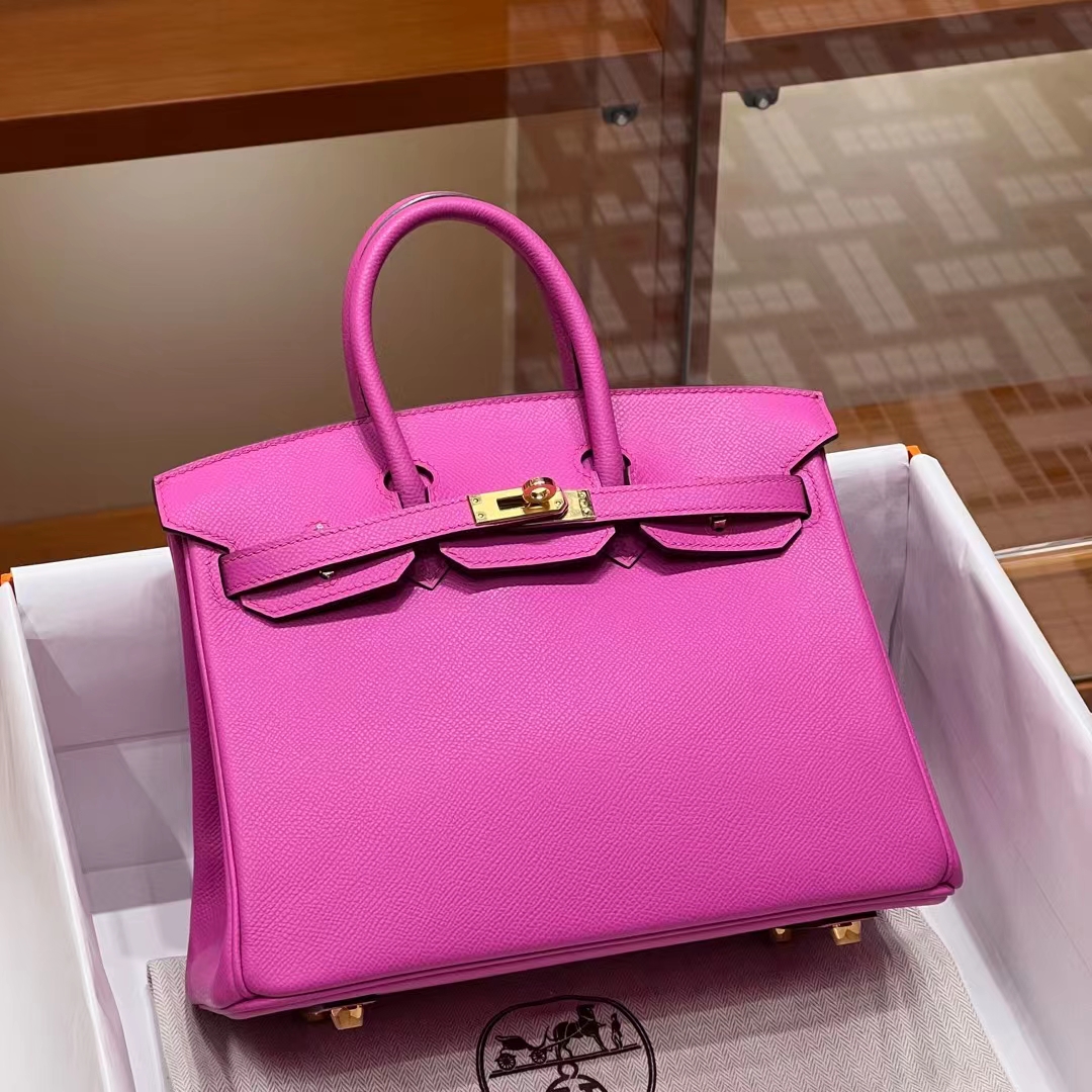 Birkinmm 铂金女王 HERMES 爱马仕 Birkin 25cm 9I Rose Magnolia 玫瑰紫 进口蜜蜡线 全手工制作
