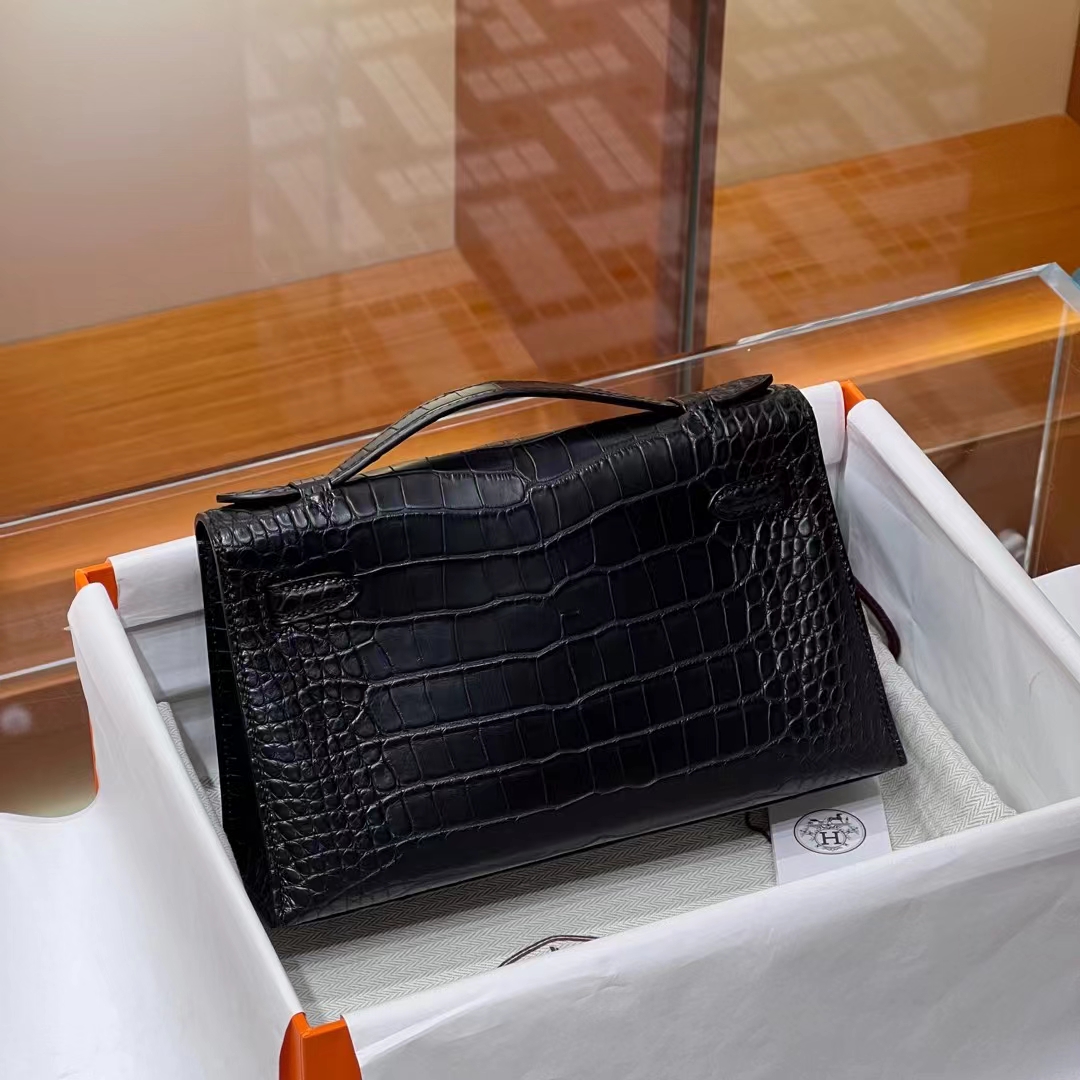 HERMES 爱马仕 MiniKelly 1 89 Nior 黑色 Alligator 美洲鳄 进口蜜蜡线 全手工制作 蜜蜡线内缝 Birkinmm 铂金女王