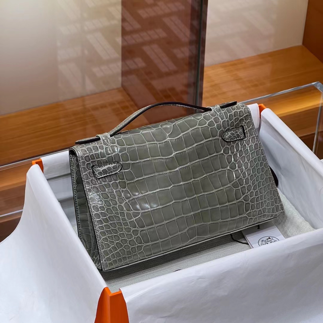 HERMES 爱马仕 MiniKelly 1 81 Gris Tourterelle 斑鸠灰 Alligator 美洲鳄 进口蜜蜡线 全手工制作 蜜蜡线内缝 Birkinmm 铂金女王