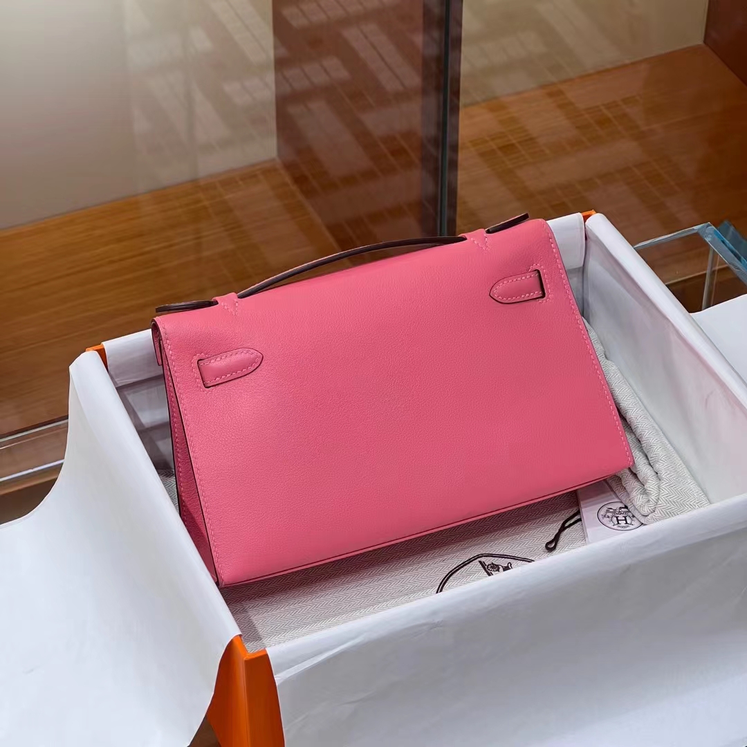 铂金女王 HERMES 爱马仕  MiniKelly 1 5U Rose Dragee糖果粉 Swift皮 进口蜜蜡线 全手工制作