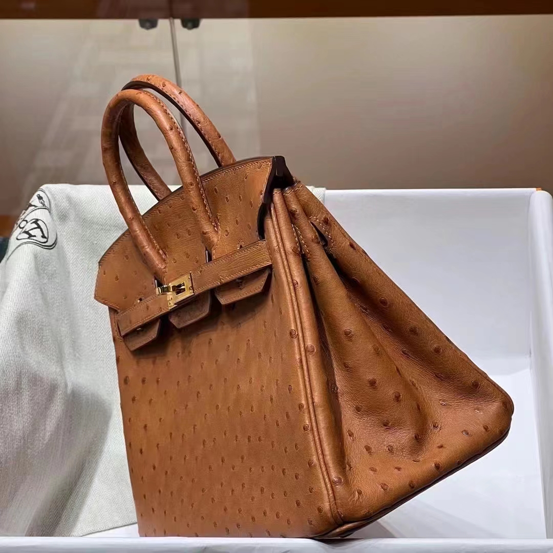 HERMES 爱马仕 Birkin 25CM CK37 Ostrich 鸵鸟皮 进口蜜蜡线 全手工制作 铂金女王