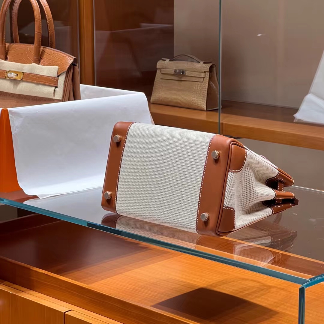 HERMES 爱马仕 Birkin 35CM CK37 金棕色 帆布拼Swift 进口蜜蜡线 全手工制作 蜜蜡线内缝 Birkinmm 铂金女王