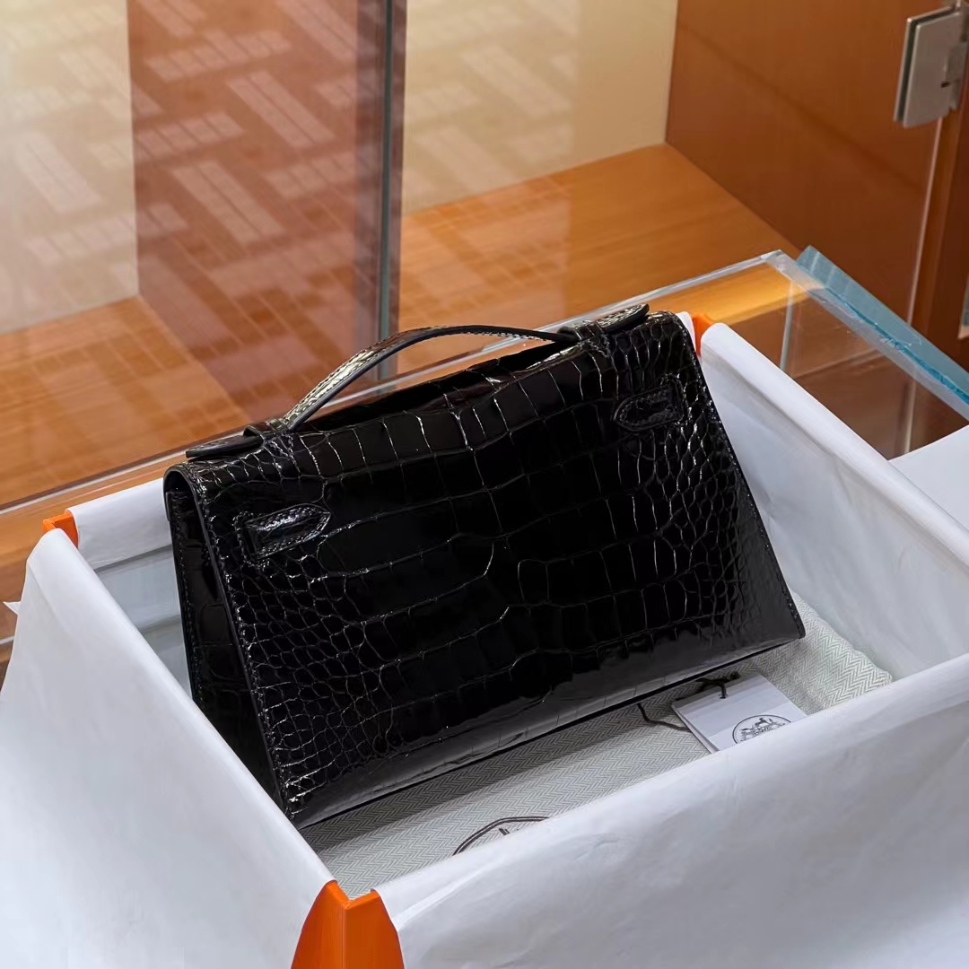 HERMES 爱马仕 MiniKelly 1 89 Nior 经典黑 Alligator 美洲鳄 进口蜜蜡线 全手工制作 蜜蜡线内缝 Birkinmm 铂金女王