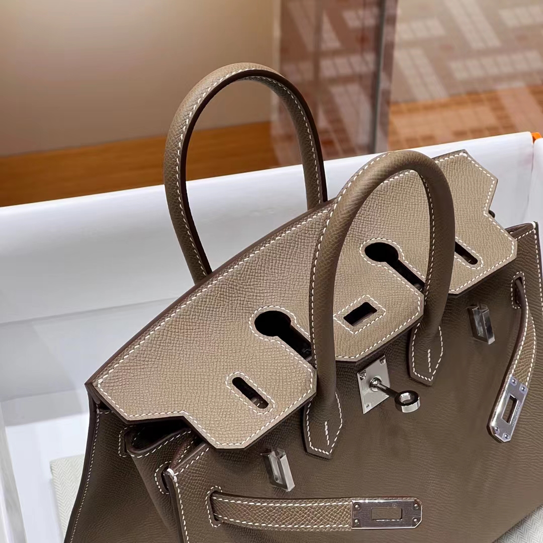Birkinmm 铂金女王 HERMES 爱马仕 Birkin 25cm 8C Gri Elephant 大象灰 进口蜜蜡线 全手工制作