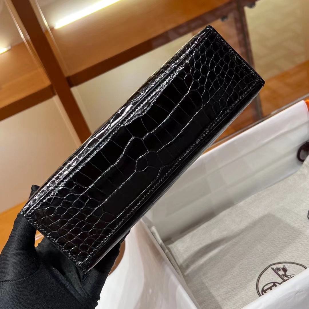 HERMES 爱马仕 MiniKelly 1 89 Nior 经典黑 Alligator 美洲鳄 进口蜜蜡线 全手工制作 蜜蜡线内缝 Birkinmm 铂金女王