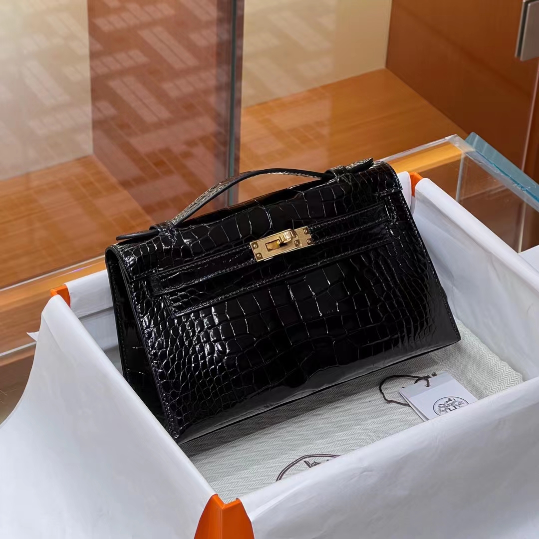 HERMES 爱马仕 MiniKelly 1 89 Nior 经典黑 Alligator 美洲鳄 进口蜜蜡线 全手工制作 蜜蜡线内缝 Birkinmm 铂金女王