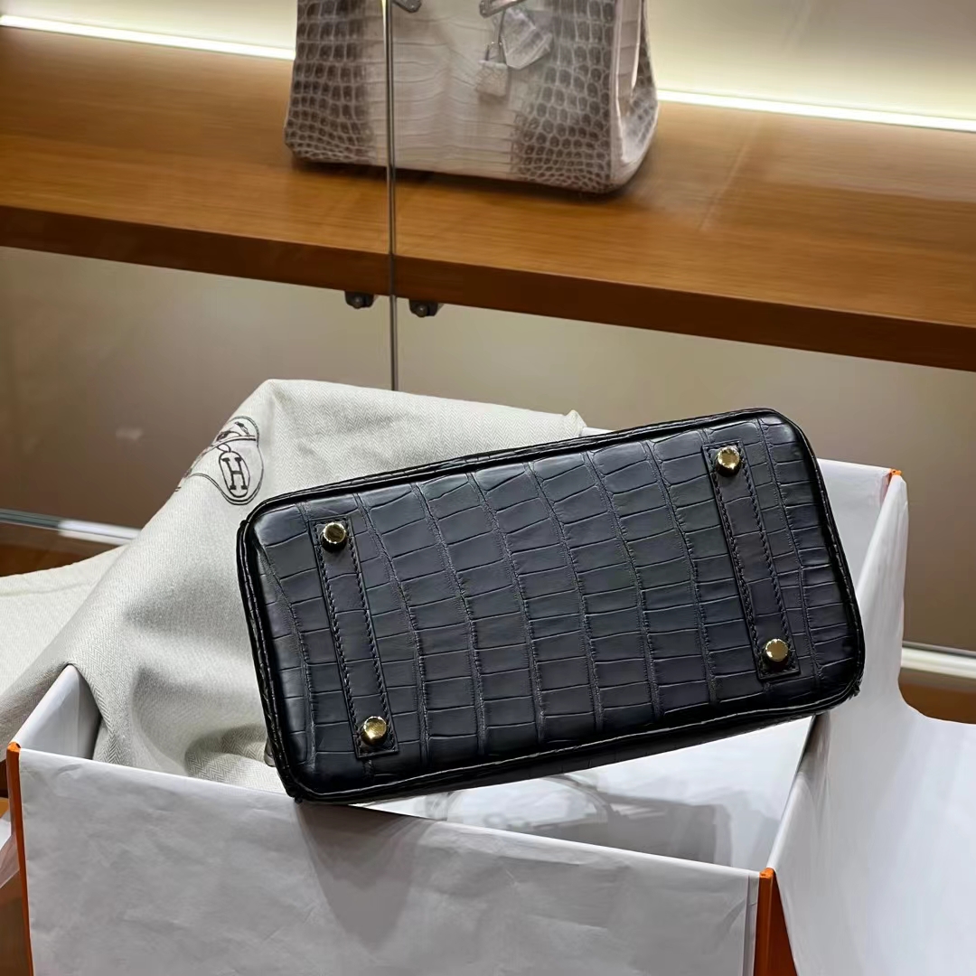 HERMES 爱马仕 Birkin 25CM 89 Nior 经典黑 Alligator 美洲鳄 进口蜜蜡线 全手工制作 蜜蜡线内缝 Birkinmm 铂金女王