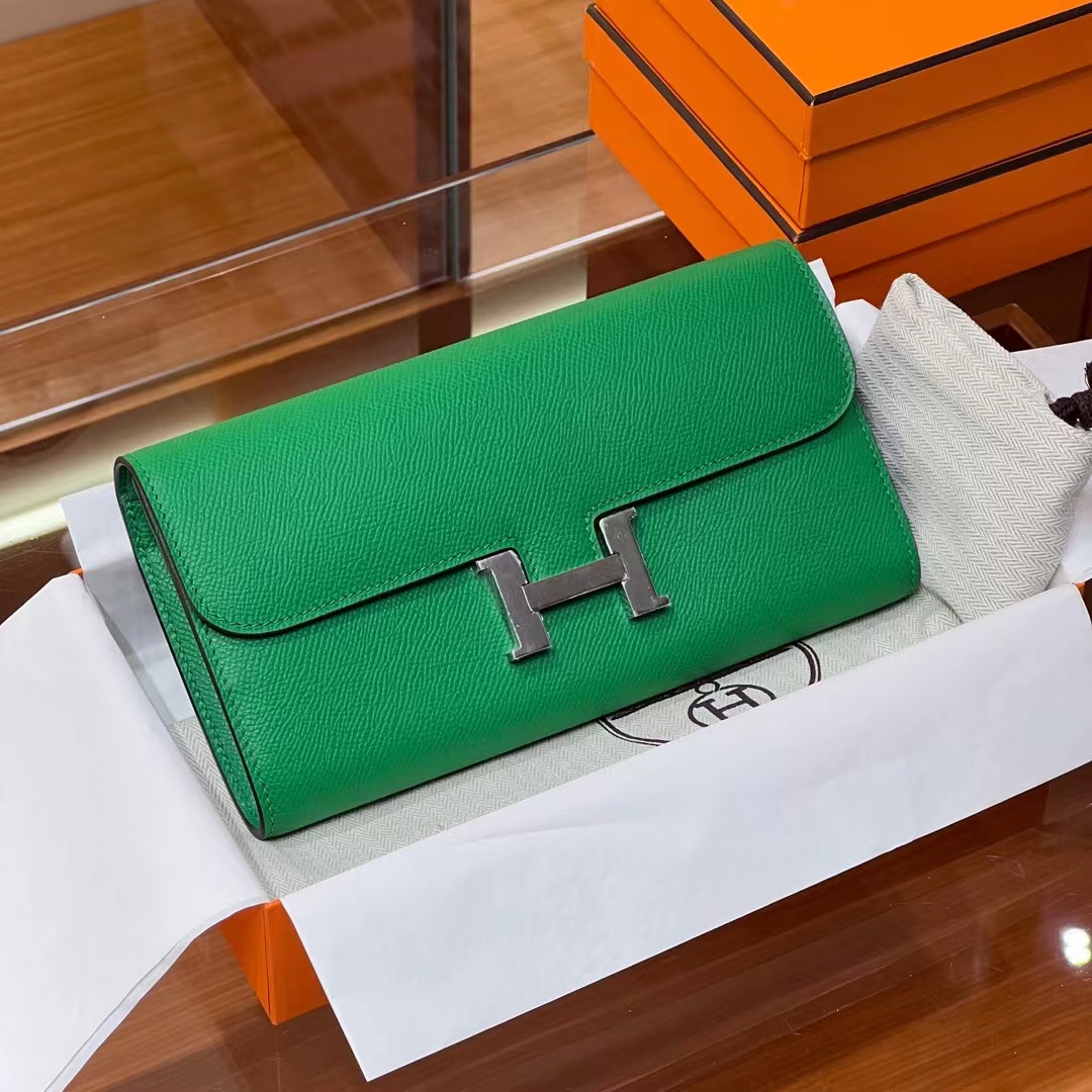 HERMES 爱马仕 Constance钱包 6Q Vert Emeraude 翡翠绿 Epsom 进口蜜蜡线 全手工制作 蜜蜡线内缝 Birkinmm 铂金女王