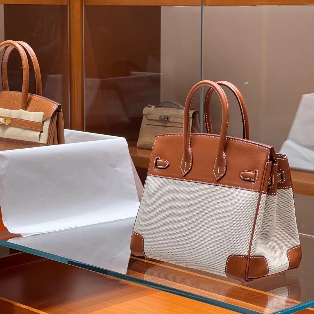 HERMES 爱马仕 Birkin 35CM CK37 金棕色 帆布拼Swift 进口蜜蜡线 全手工制作 蜜蜡线内缝 Birkinmm 铂金女王