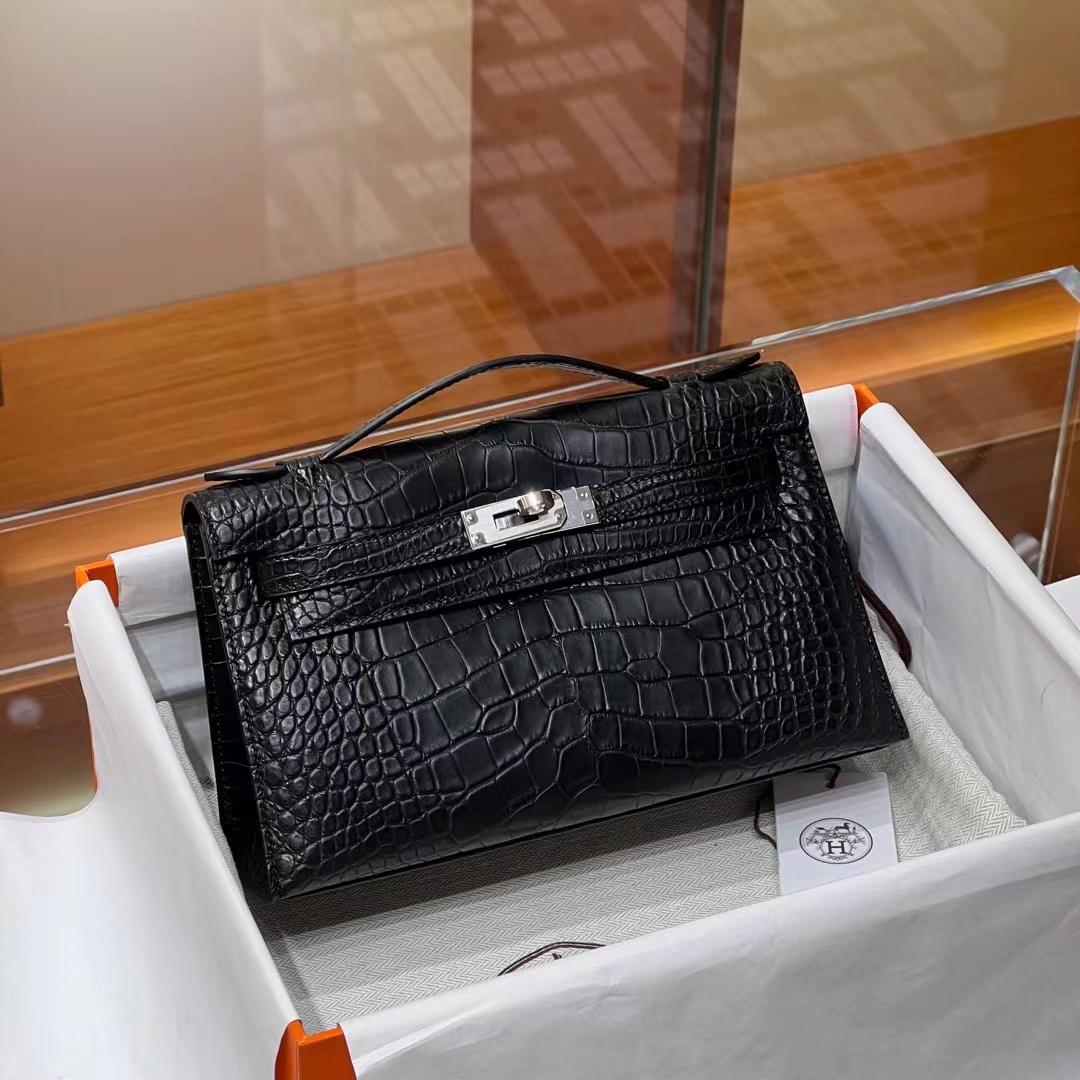 HERMES 爱马仕 MiniKelly 1 89 Nior 黑色 Alligator 美洲鳄 进口蜜蜡线 全手工制作 蜜蜡线内缝 Birkinmm 铂金女王