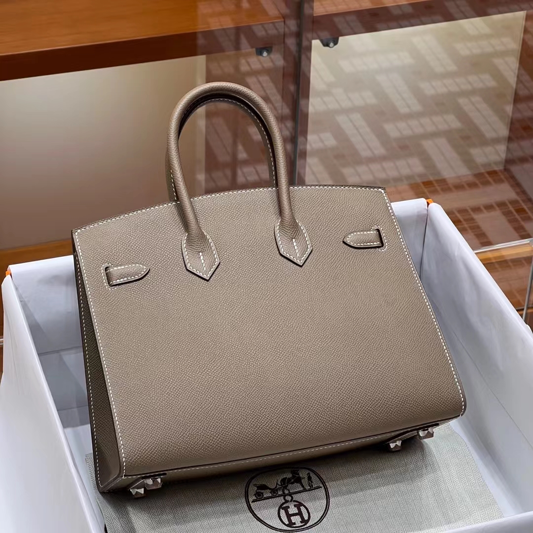 Birkinmm 铂金女王 HERMES 爱马仕 Birkin 25cm 8C Gri Elephant 大象灰 进口蜜蜡线 全手工制作
