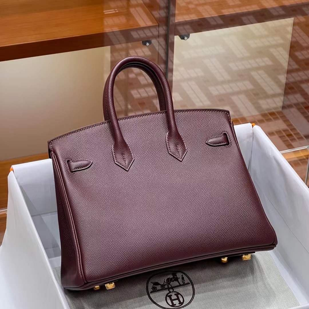 HERMES 爱马仕 Birkin 25cm 57 Bordeaux 波尔多酒红 进口蜜蜡线 全手工制作