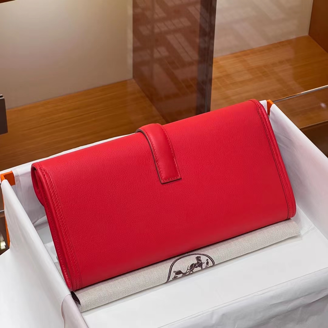 HERMES 爱马仕 Jige Elan 29cm S3 心红 Swift 进口蜜蜡线 全手工制作 蜜蜡线内缝 Birkinmm 铂金女王